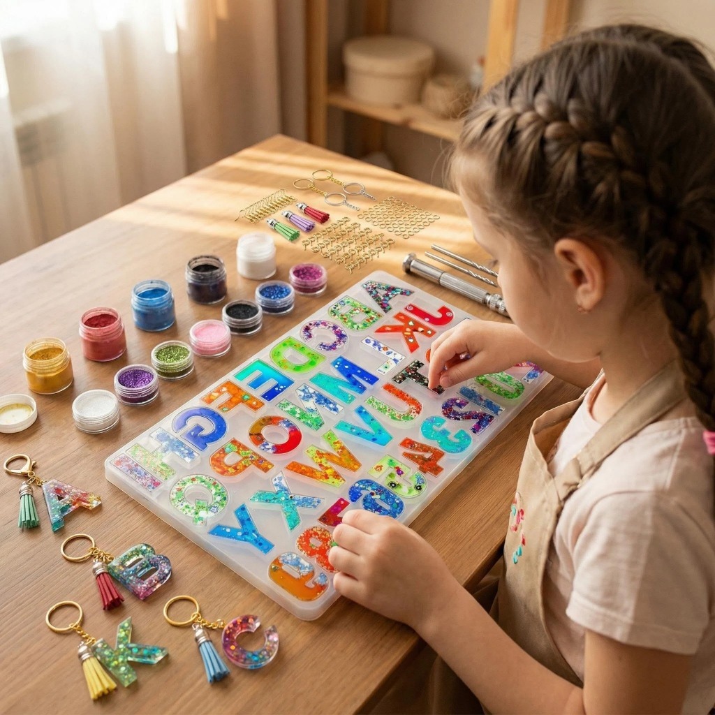 308 peças Kit De Silicone Epóxi Resina Alfabeto Letras Número DIY Chaveiro/Earring Pendant