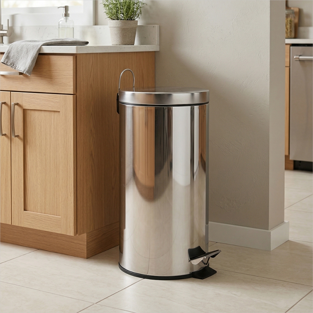 Lixeira Inox Lixeira Pedal Aço Inox Ágata 5l, 12l, 20l Cesto Removível Durável Moderna - Mor