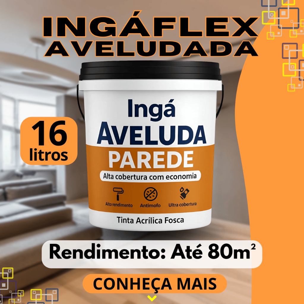 Tinta Acrílica Ingá 16L Fosco Aveludada Alta Cobertura Parede Interna Externa Construção Pintura
