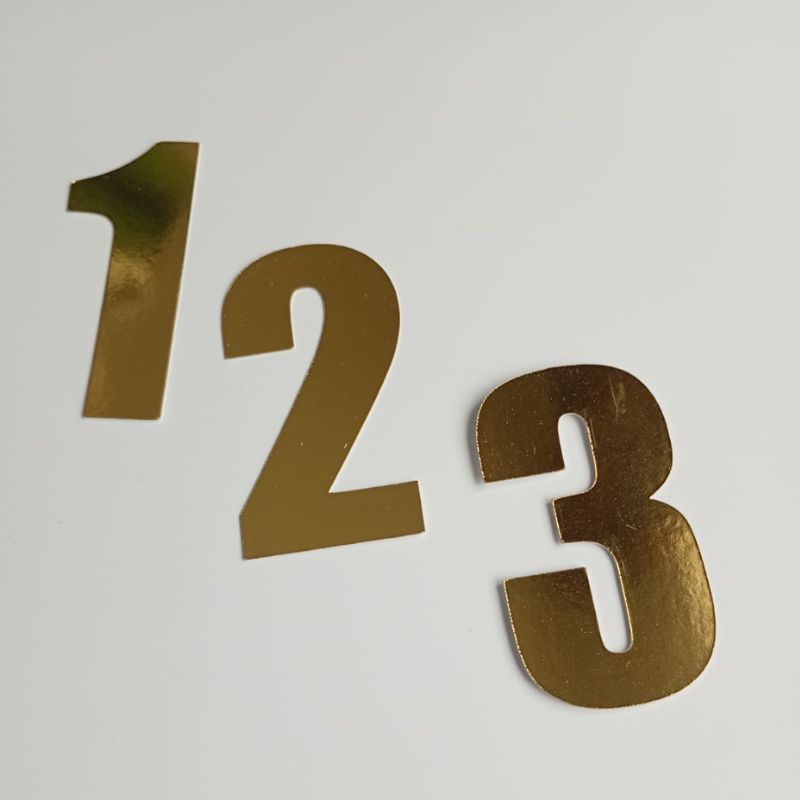 Apliques Números Dourado Espelhado Lamicote- Lembrancinha número dourado laminado - Aniversário