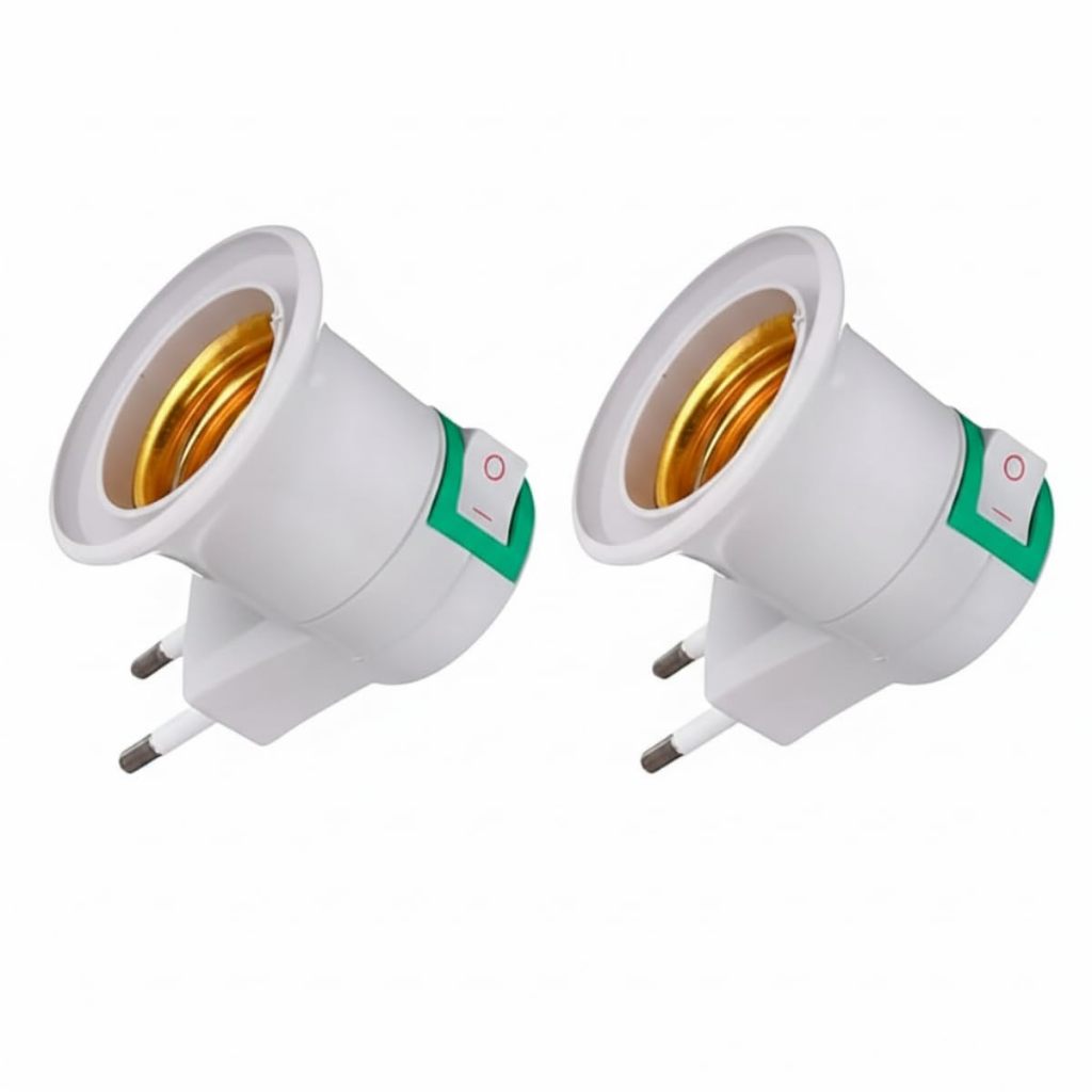 Adaptador Soquete E27 com Chave Liga/Desliga Bivolt | Plug Tomada para Lâmpada LED 110/220V