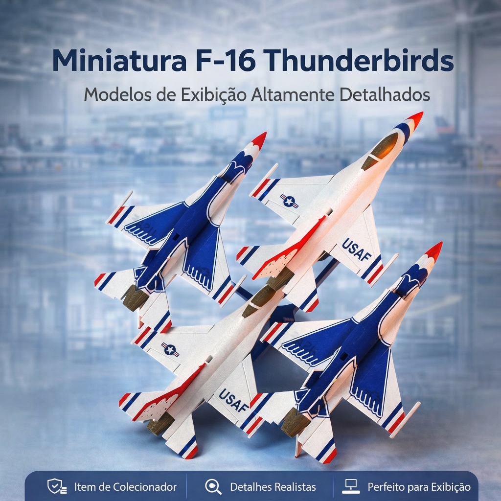 miniatura F-16 Thunderbirds - avião caça aeromodelo 3D