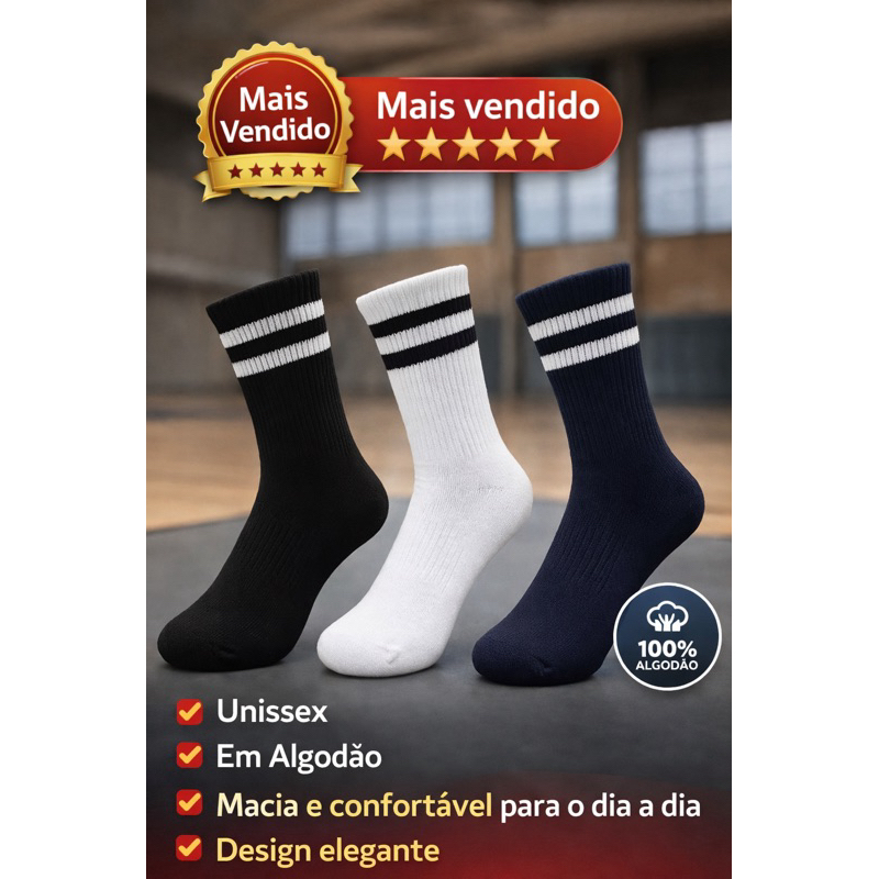 Meia Cano Alto Meia Cano Longo Academia Esportiva Treino em Oferta na Shopee