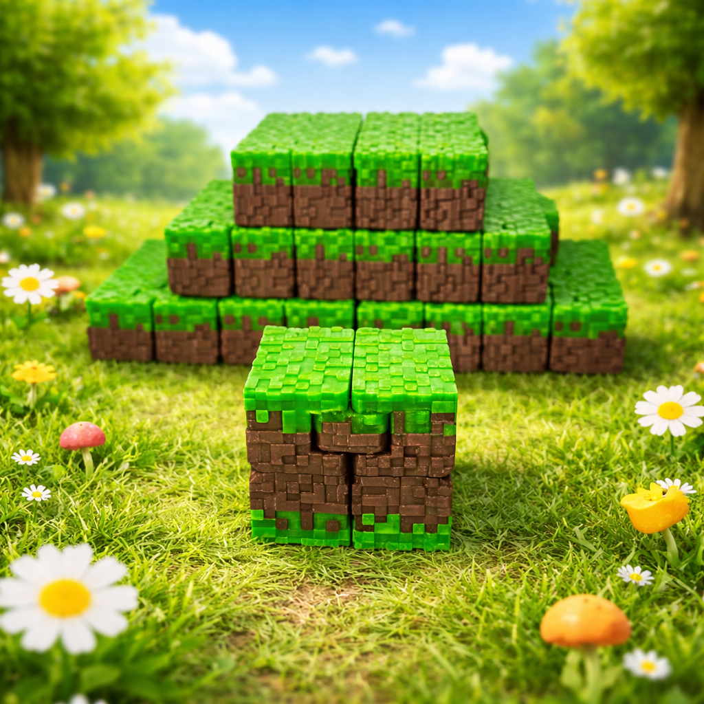 Cubo Infinito Pixelado Antiestresse | Brinquedo Terapêutico Geek Impressão 3D | Cubo Mine inspirado em jogos.