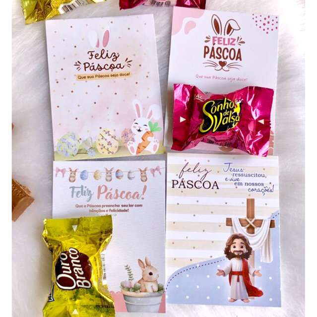 Páscoa Lembrancinha 30/50/100 Cartão para colocar Biscoito Bombom Mimo Agradecimento Cliente Cristã