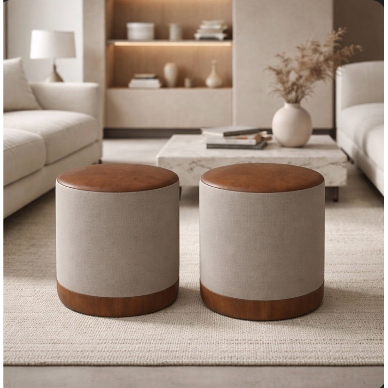 Puff Royal Linho Luxo – Banco Decorativo - Envio Imediato em Oferta na Shopee