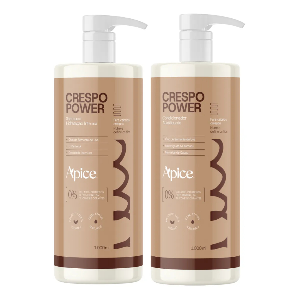 Apse Cosmetics, Kit Shampoo e Condicionador Acidificante Crespos 1 Litro Apse
