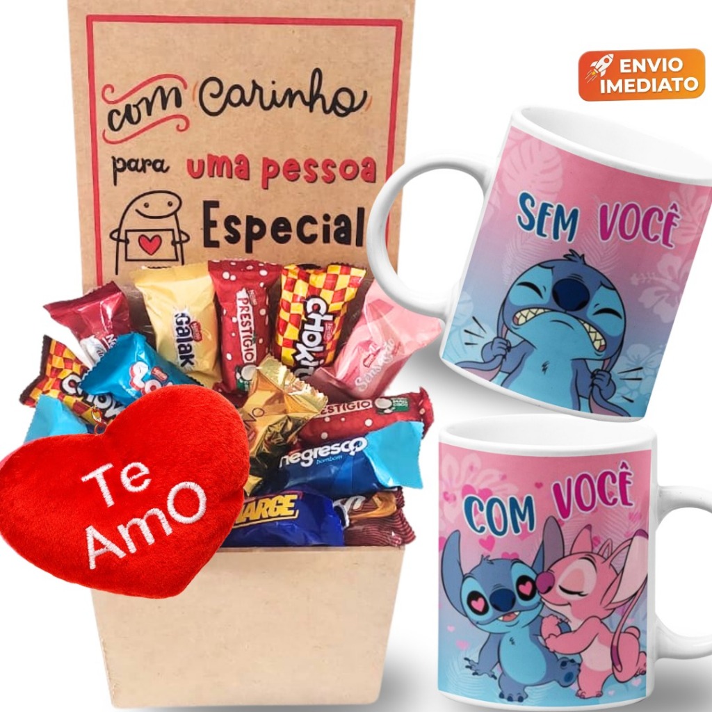 Cesta de café da manhã presente criativo com chocolates e caneca p/ namorados mãe aniversário amiga em Oferta na Shopee