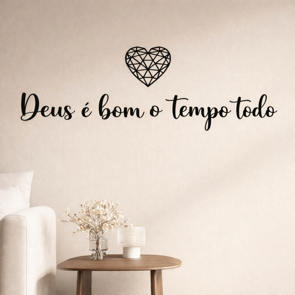Aplique Frase Deus É Bom O Tempo Todo decorativo parede mdf