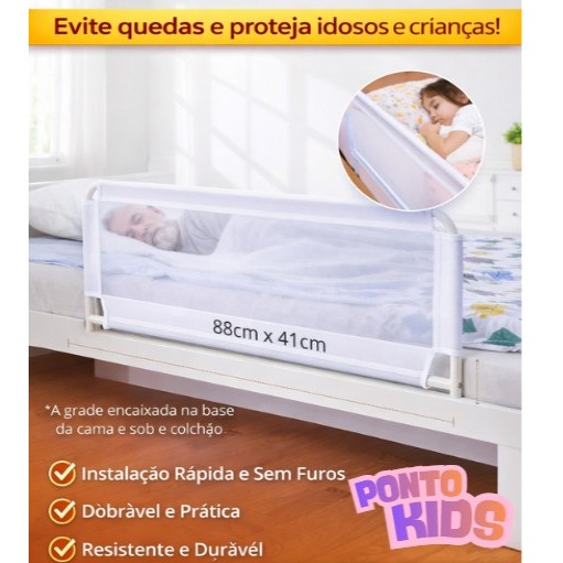 Grade de Cama Serve para Cama Box Proteção Segurança Adulto Criança Tela Protetora ao Dormir 100% Nacional