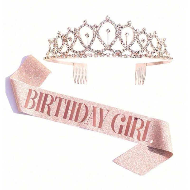 Kit : Faixa e Tiara Strass LUXO / Birthday Girl Aniversario