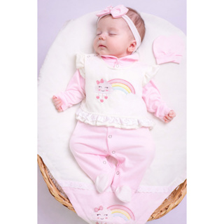 Saída de Maternidade Roupa de Bebê Menina Nuvem 04 Peças Arco Iris em Oferta na Shopee