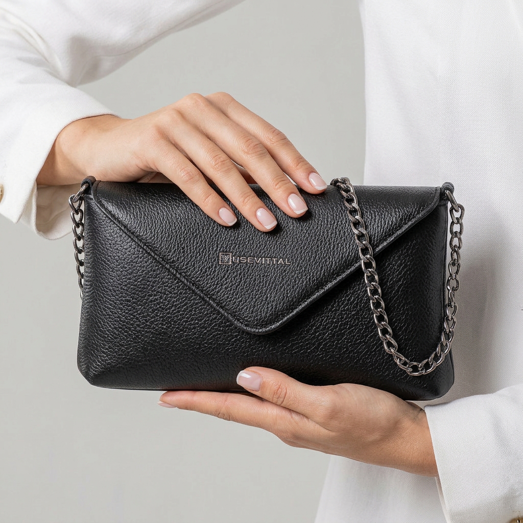 Bolsa Feminina Envelope Vittal Eloá em Couro Legítimo Caramelo com Alça Corrente e Fecho Magnético em Oferta na Shopee