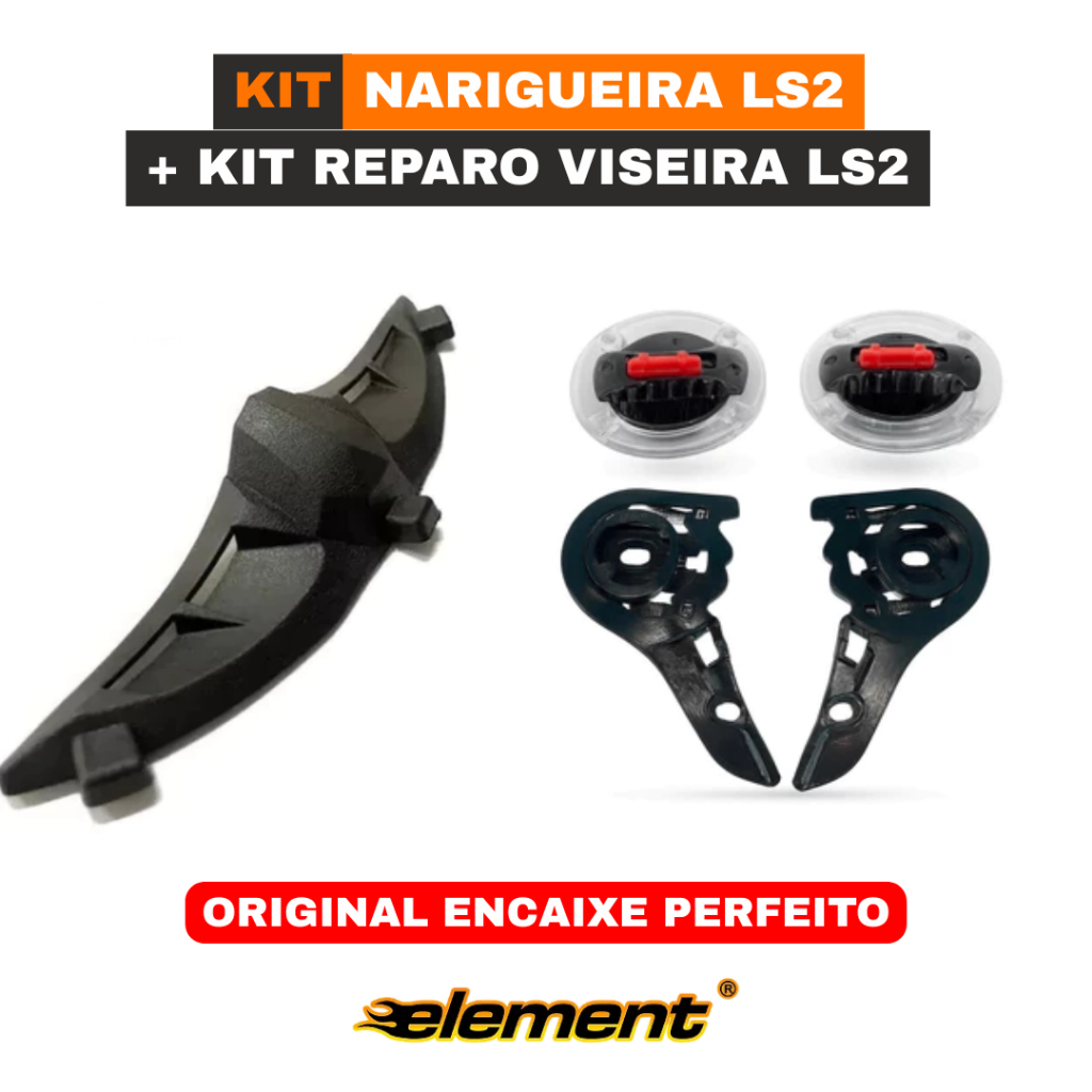 Kit Narigueira Compatível com LS2 + Kit Reparo Viseira Capacete LS2 Encaixe