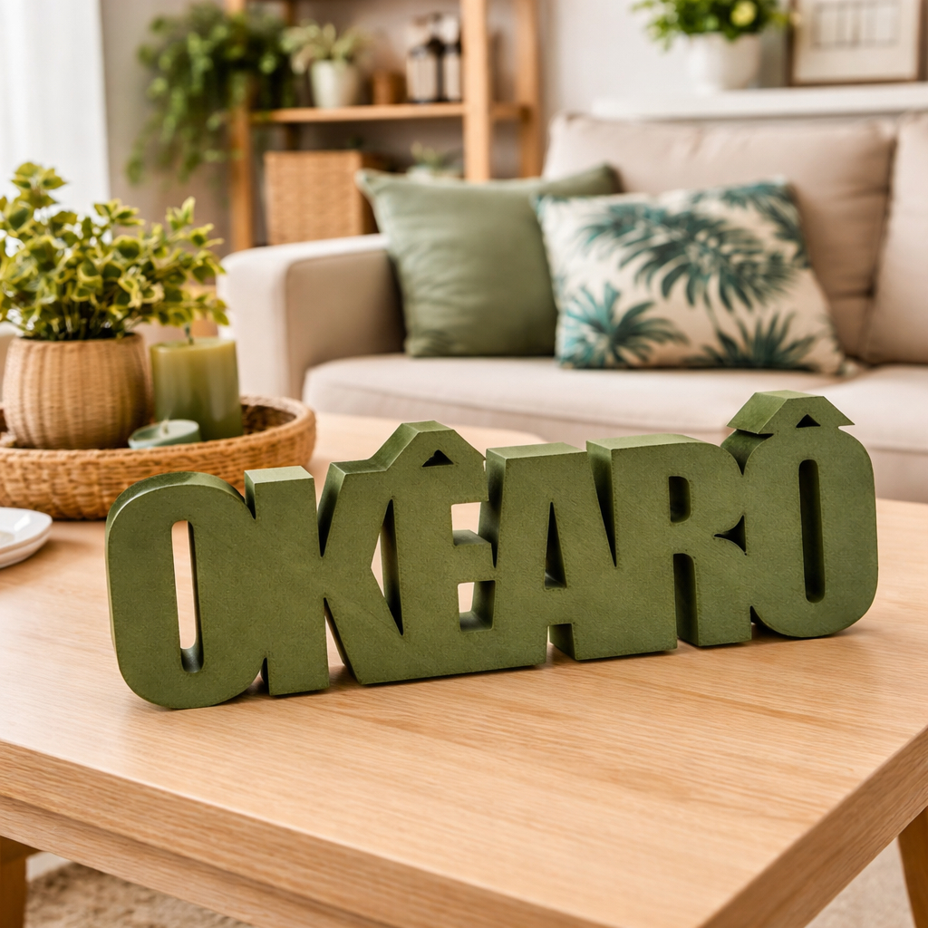 Oke Arô Decorativo Oxóssi Palavra Letreiro Sagrada Umbanda Orixá Caçador Proteção e Prosperidade | Decoração Espiritual