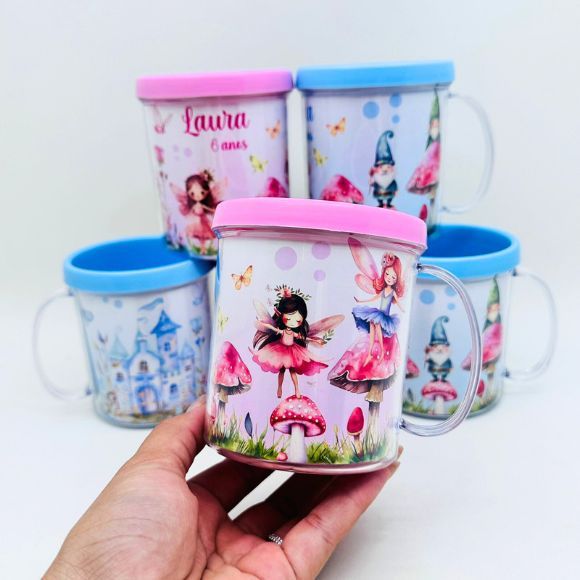 Lembrancinha Fadas Bosque Jardim Encantado | Caneca Acrilica Personalizada | Festa Infantil Brinde
