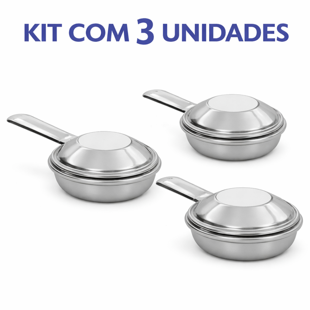 Kit 3 Queimadores Fogareiro com Abafador Inox para Rechaud Fondue Pequeno Prime