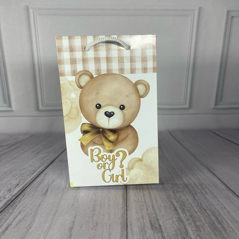 Urso - Ursinho - Chá de Bebê Chá Revelação - Sacolinha Personalizada - Sacola - Pegue e Monte