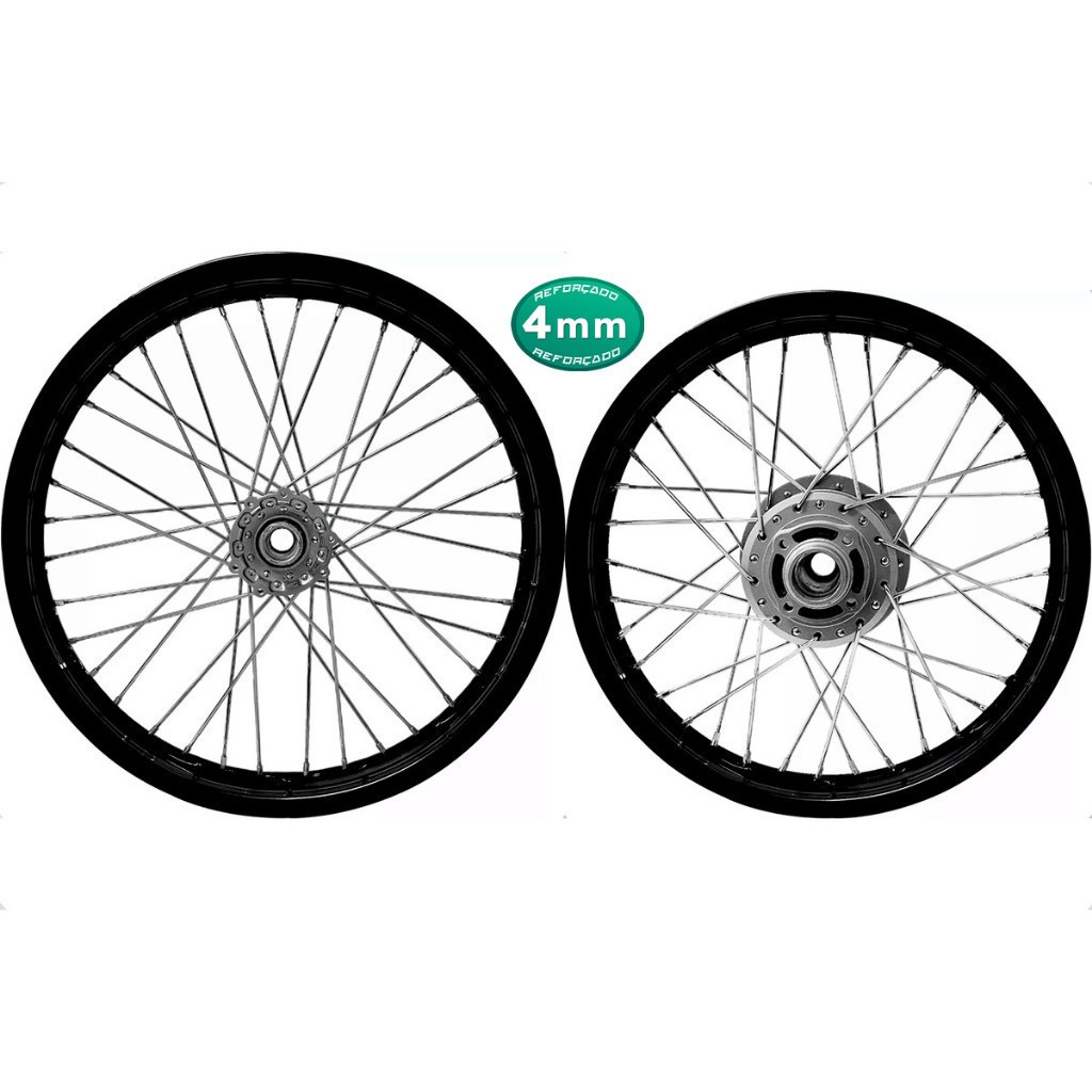 Roda Par Aro Preto Jante Xtz 125 Montada E Alinhada Raio 4mm