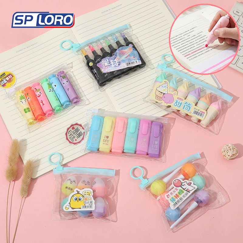 5 Ate 25 Mini Marcador De Texto Kawaii Desenho Fofo Misturado Marca Texto Material Escolar SJYGB