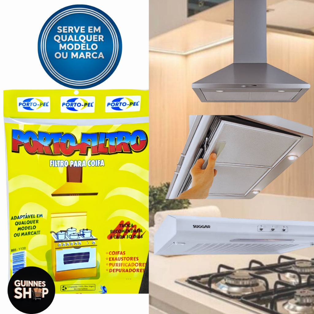 Imagem Filtros P/ Coifa Manta Depurador Exaustor Universal Preto - Suggar
