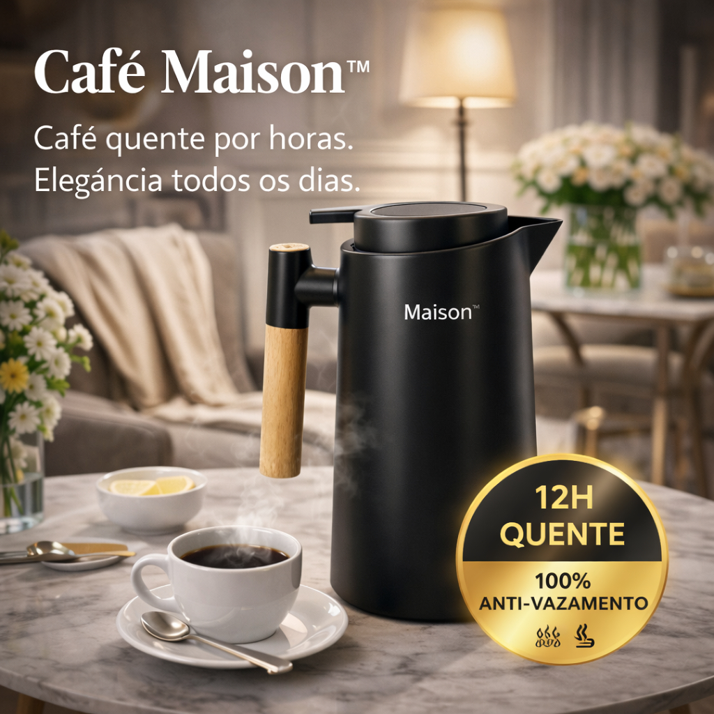 Garrafa Térmica Inox 1L Mantém Café Quente por Horas