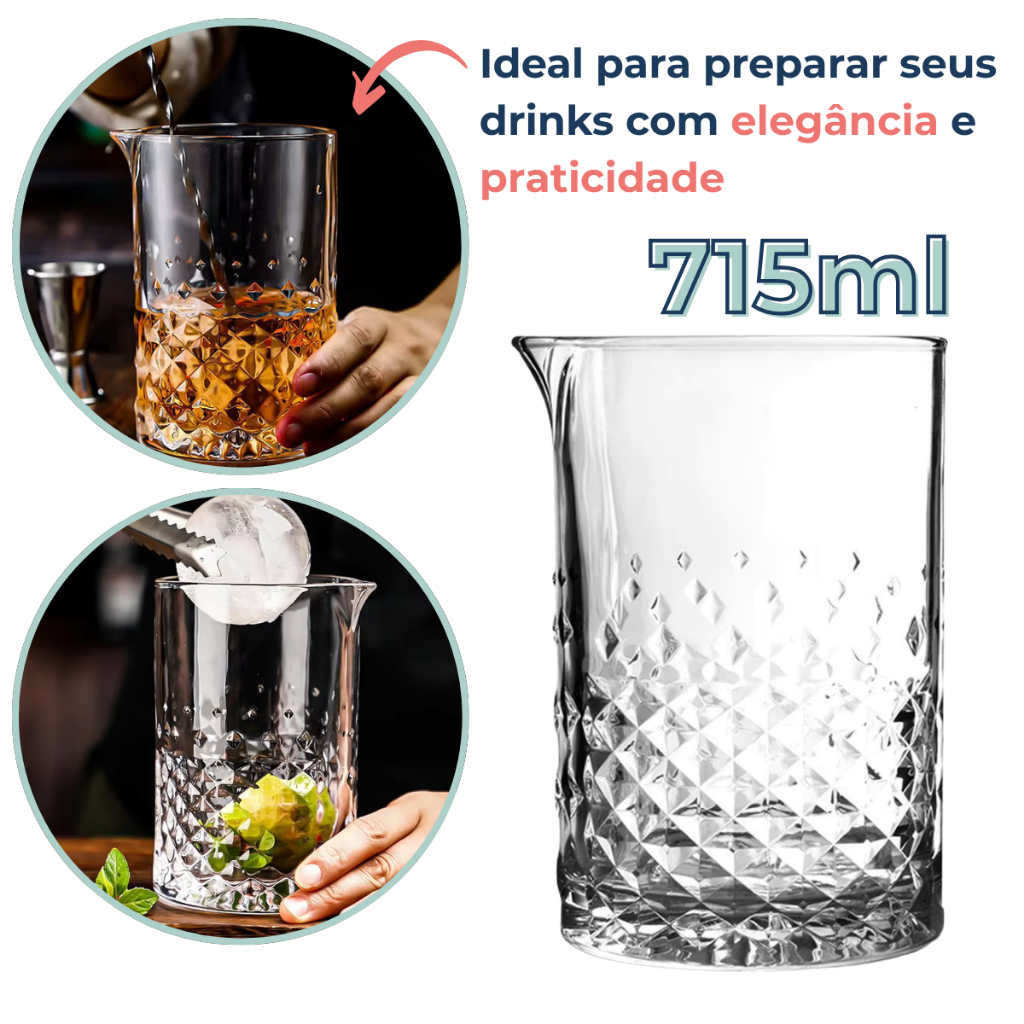 Copo Para Mixologia Em Vidro Mixing Glass Grande Drinks Misturador · foto 2