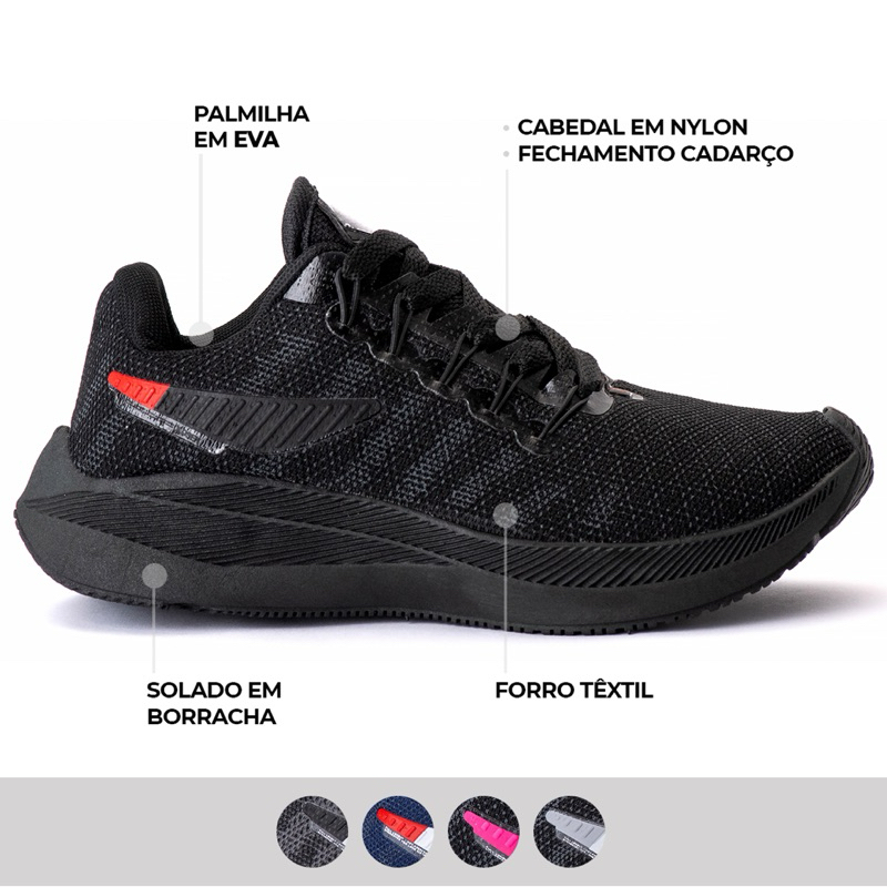 Tênis Impulse Masculino Feminino Leve Confortável Academia Caminhada Esportivo Casual Macio respirável diversas cores