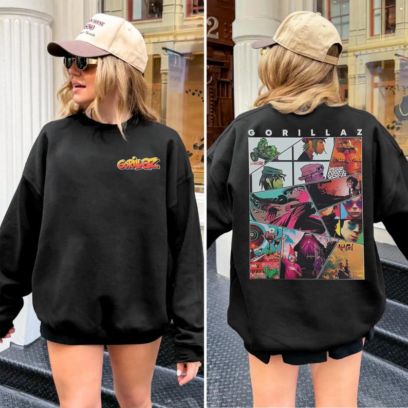Moletom Gola Careca Sweatshirt Banda Gorillaz Rock Hip hop Música eletrônica Pop Cartoon Animação