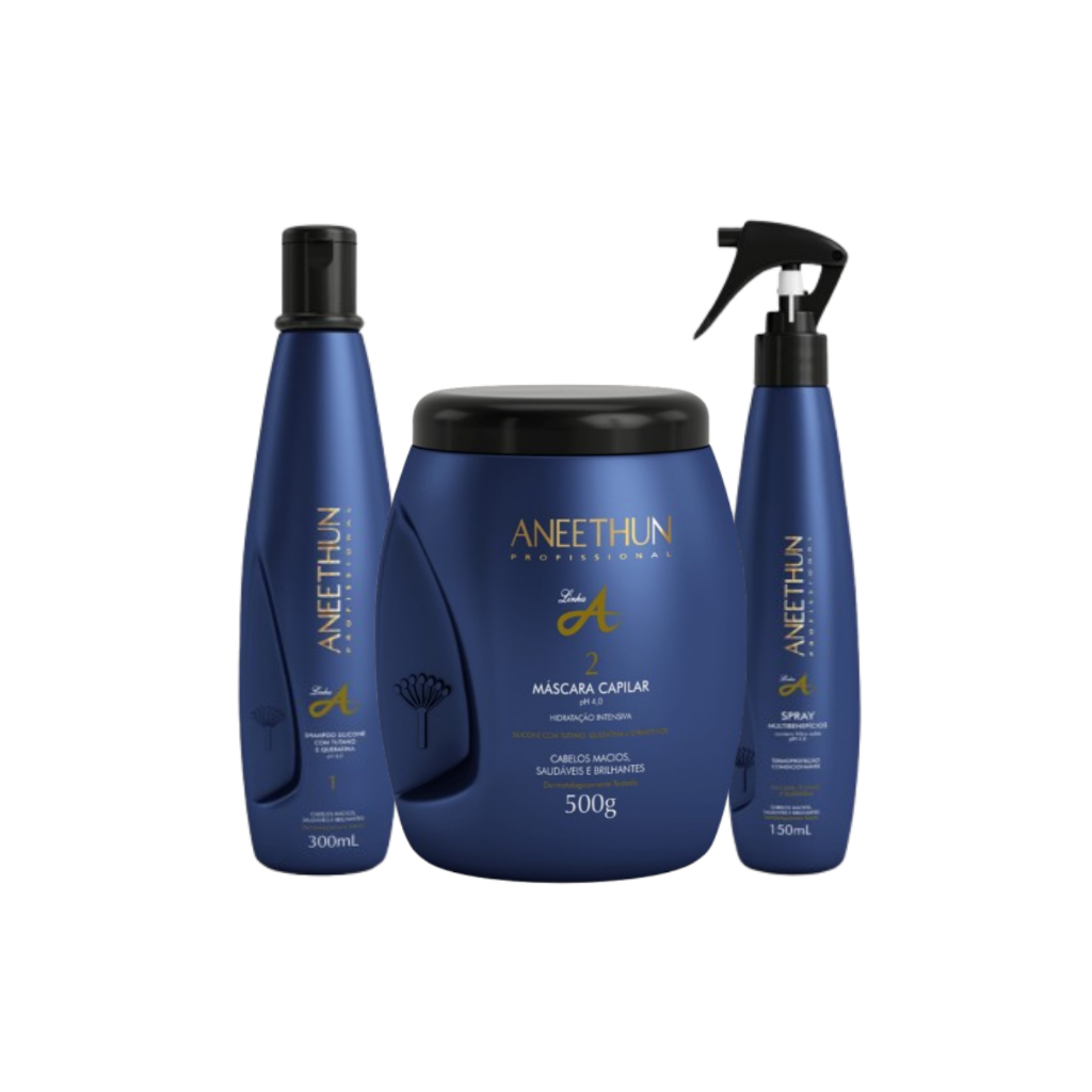 Kit Aneethun Linha A - Shampoo 300ml , Máscara 500g e Multibeneficios 150ml