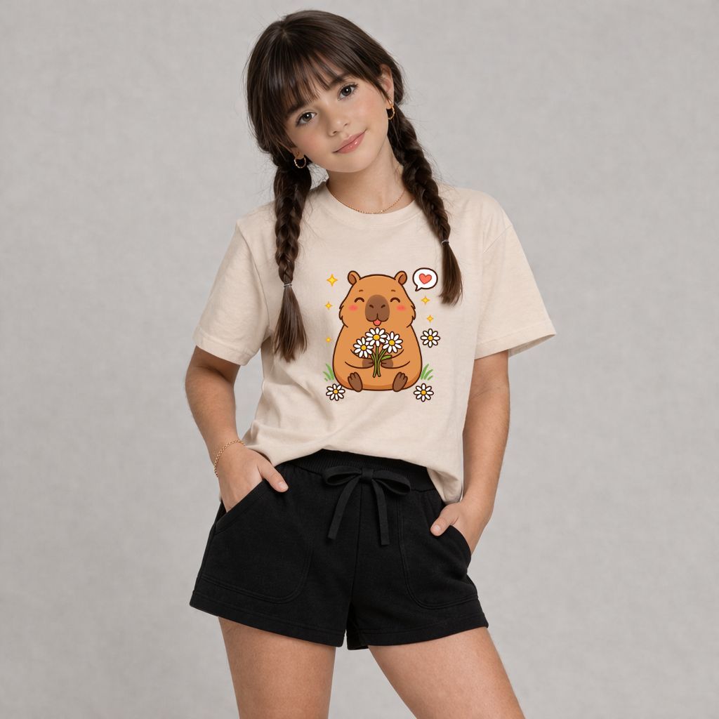 Conjunto Infantil Feminino Menina Estampa Personalizada Capivara Modinha Casual