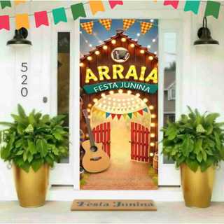 Capa Decorativa Para Porta Decoração De FESTA JUNINA/NATAL/COPA 2,10x0,85 Papai Noel Painel Tecido em Oferta na Shopee