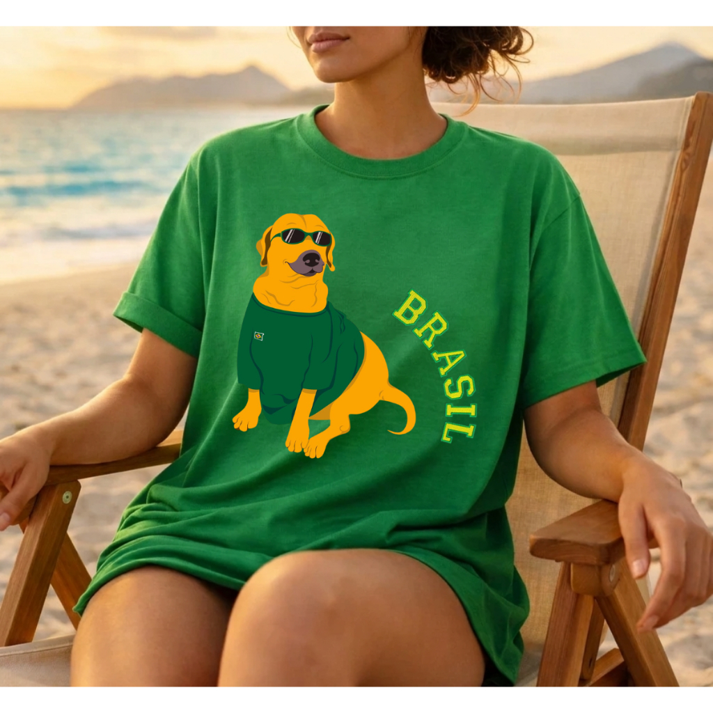 Camiseta Cachorro Caramelo Brasil 100% Algodão Unissex Copa do Mundo 2026 Meme