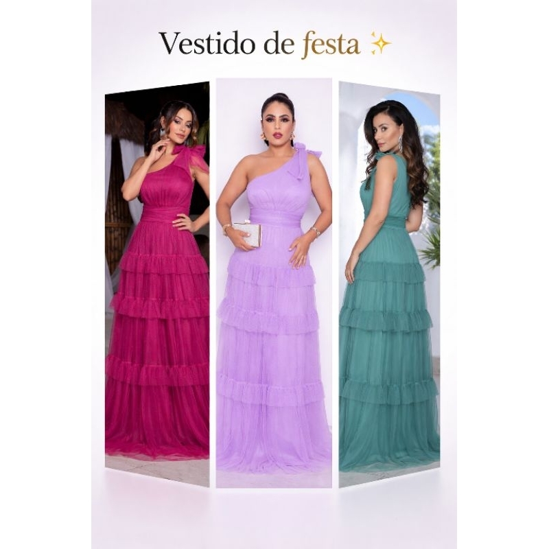 vestido festa 3 marias brilhoso un ombro megabarato2026**&
