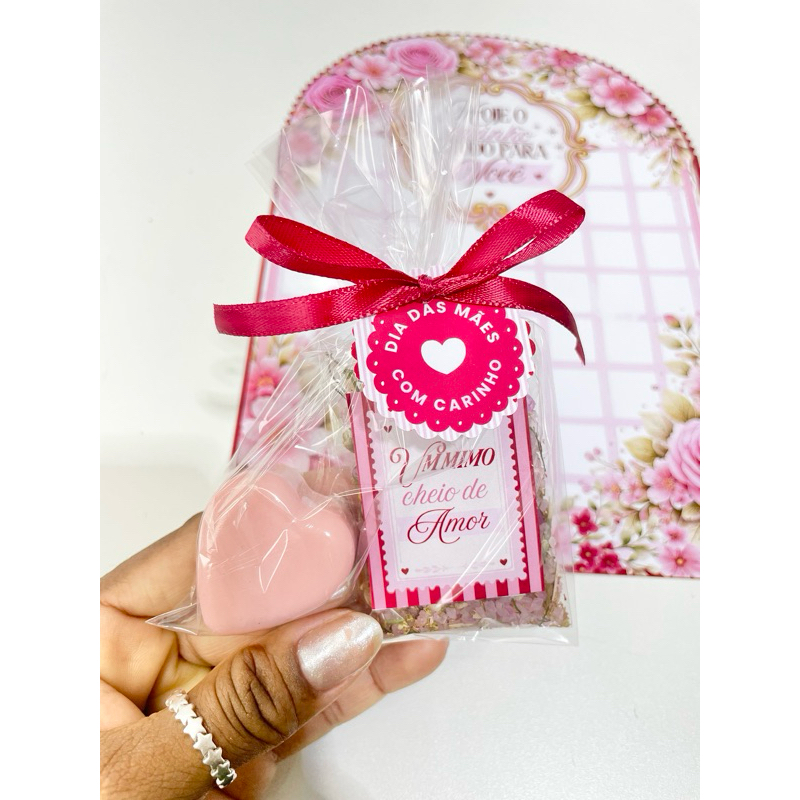 20 Kit Escalda Pés 25g + Sabonete de Argila Coração | Papelaria Personalizada | Lembrancinha Dia das Mães