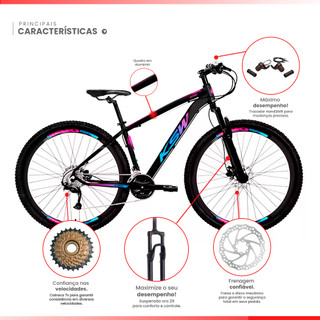 Bicicleta Aro 29 Ksw XLT 100 Alumínio 21 Velocidades Freios a Disco Com Suspensao MTB