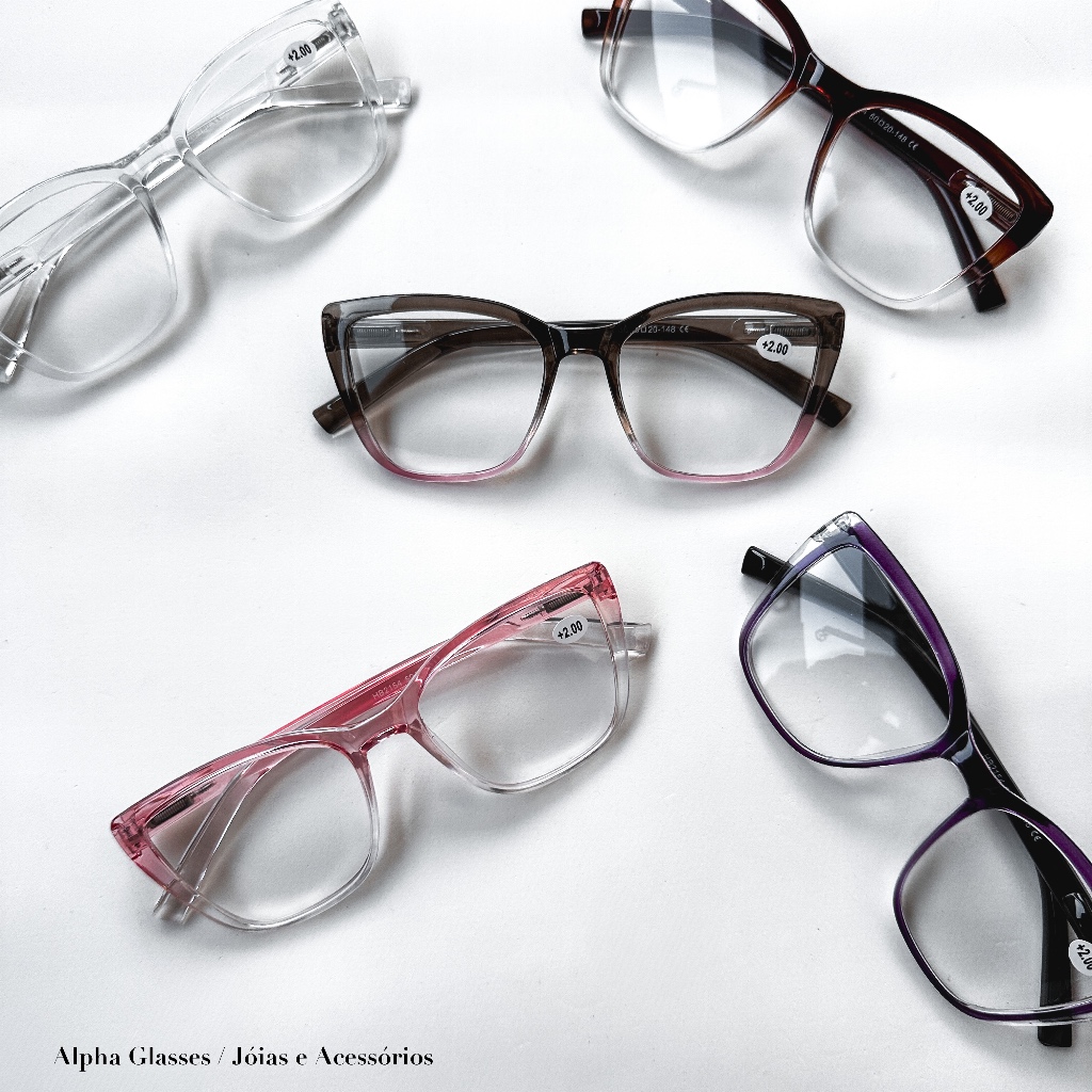 Óculos de Grau para Leitura Feminino +1.00 ao 4.00 armação Presbiopia novo modelo grande moda luxo