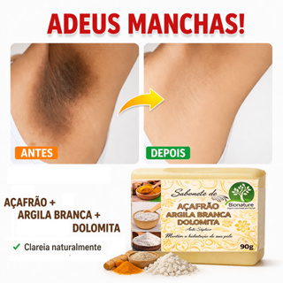 01 Sabonete Natural de Açafrão, Argila Branca e Dolomita – Limpeza, Clareamento e Hidratação em Oferta na Shopee