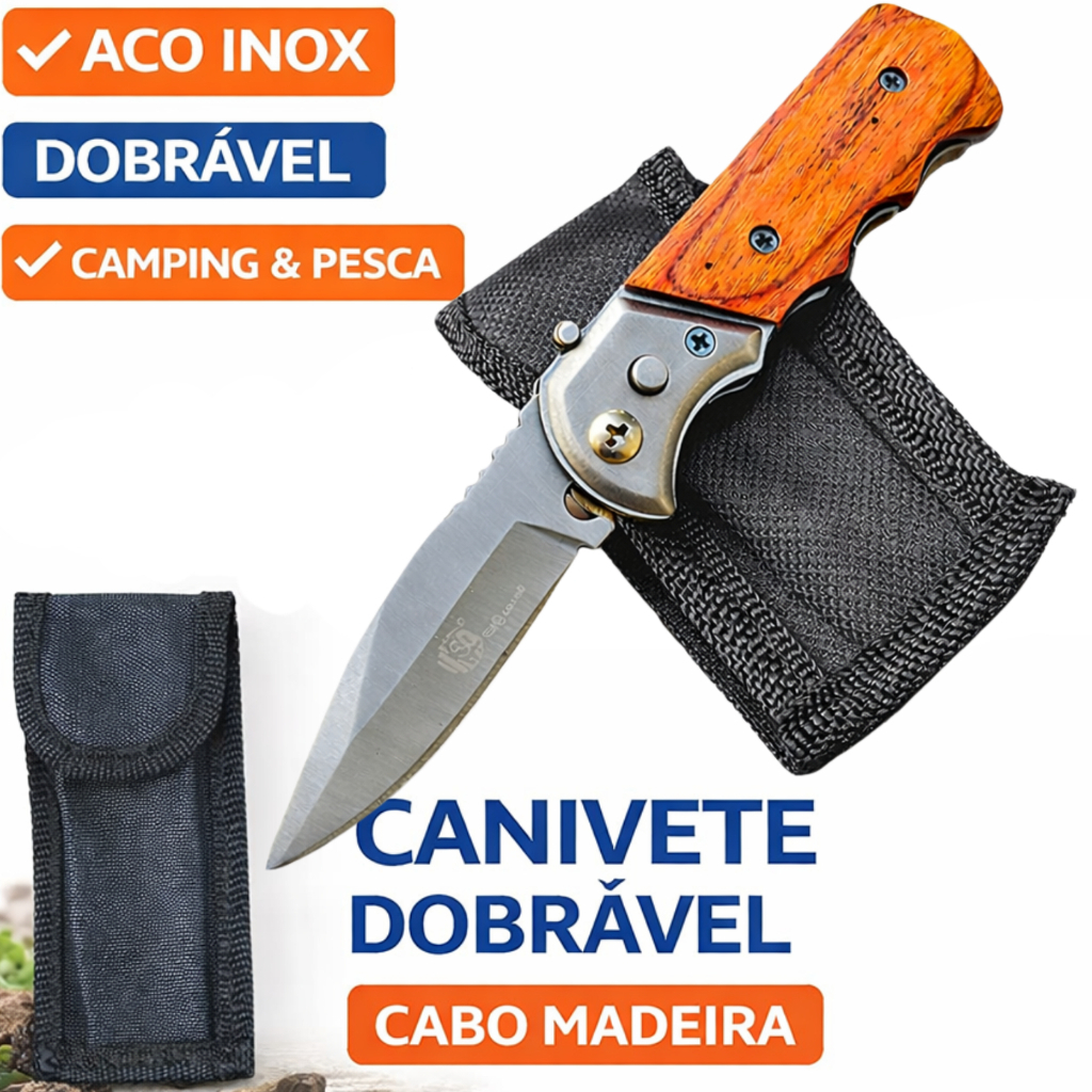 Canivete Portátil Resistente Pesca Camping Multiuso C Bainha Pequeno Prático