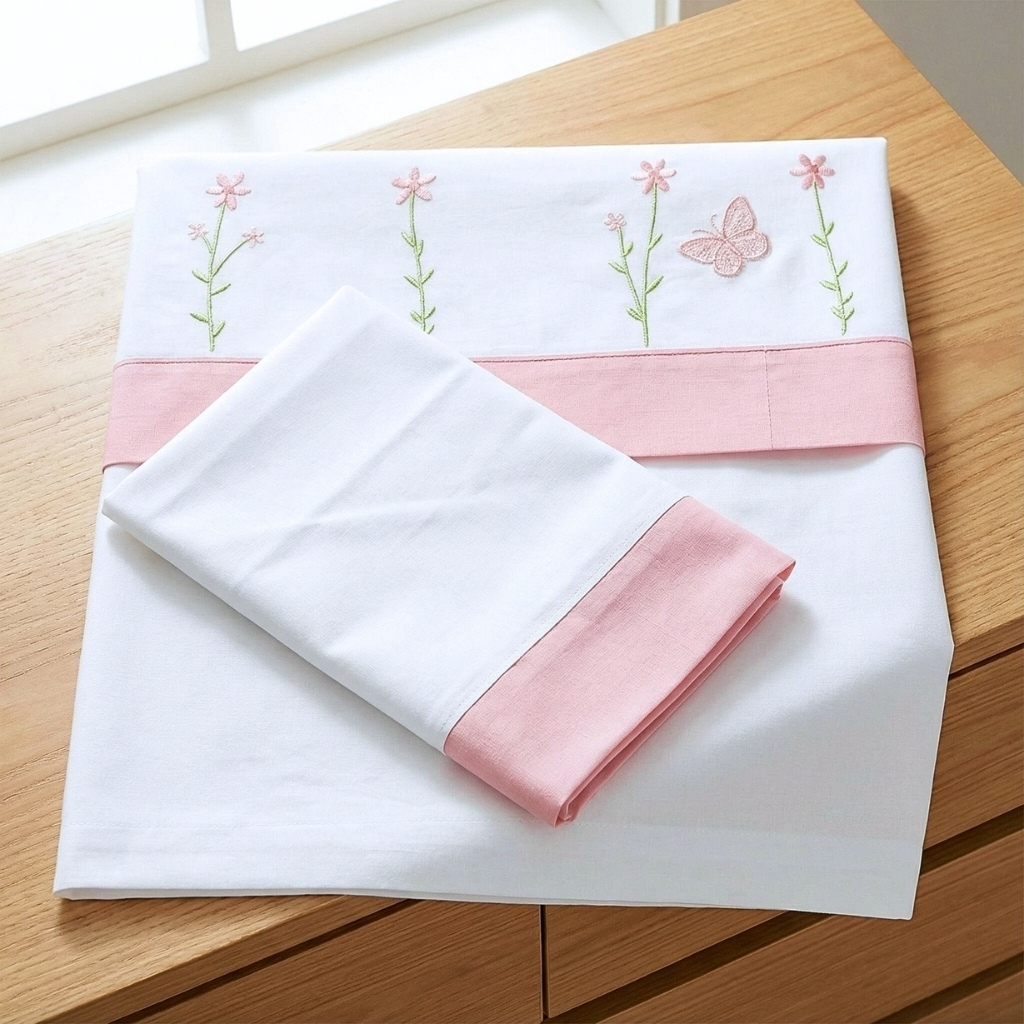 Conjunto Lençol Berço 3 Peças Enxoval Menina Menino Algodão