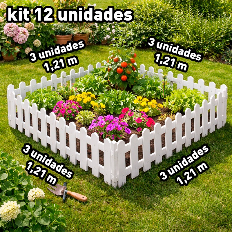 Kit 12 Mini Cerca Plástico Decorativa Jardim Inglês Cercas Canteiro Horta Quintal Decoração Elegante