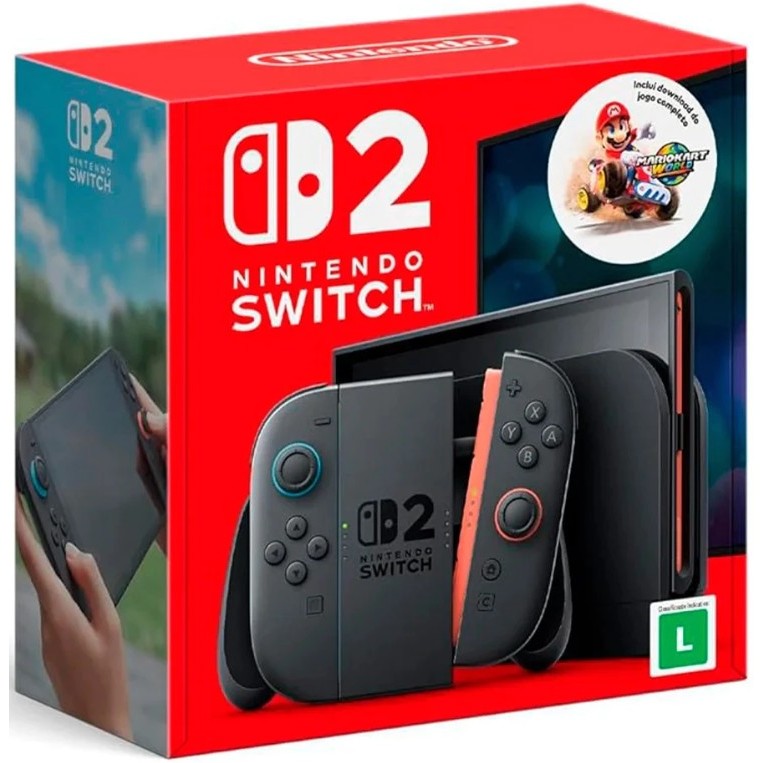 Nintendo Switch 2 Console + Mario Kart World Digital Bundle Novo Lacrado Estoque no Brasil Envio Imediato