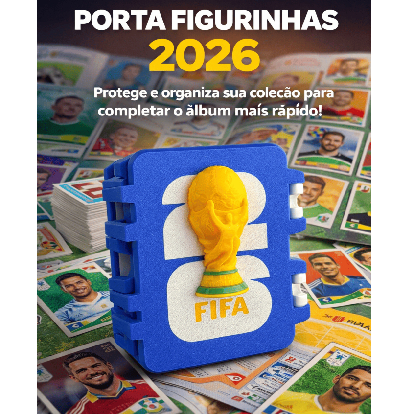 Porta Figurinhas Copa do Mundo 2026 | Caixa Organizadora para Álbum de Futebol Personalizada | Colecionador