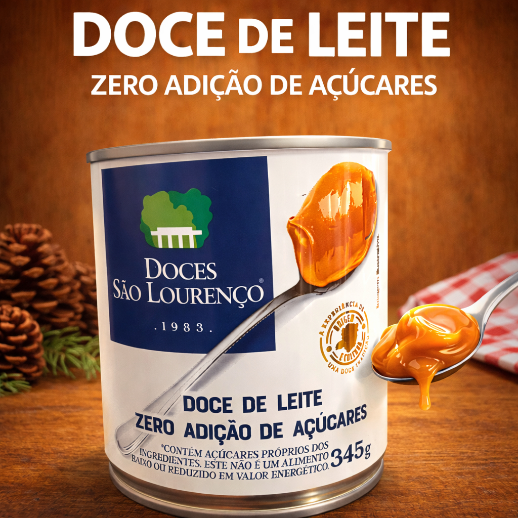 Doce de Leite Zero Açúcar 345g Cremoso Gourmet Sem Adição de Açúcar - São Lourenço - MG