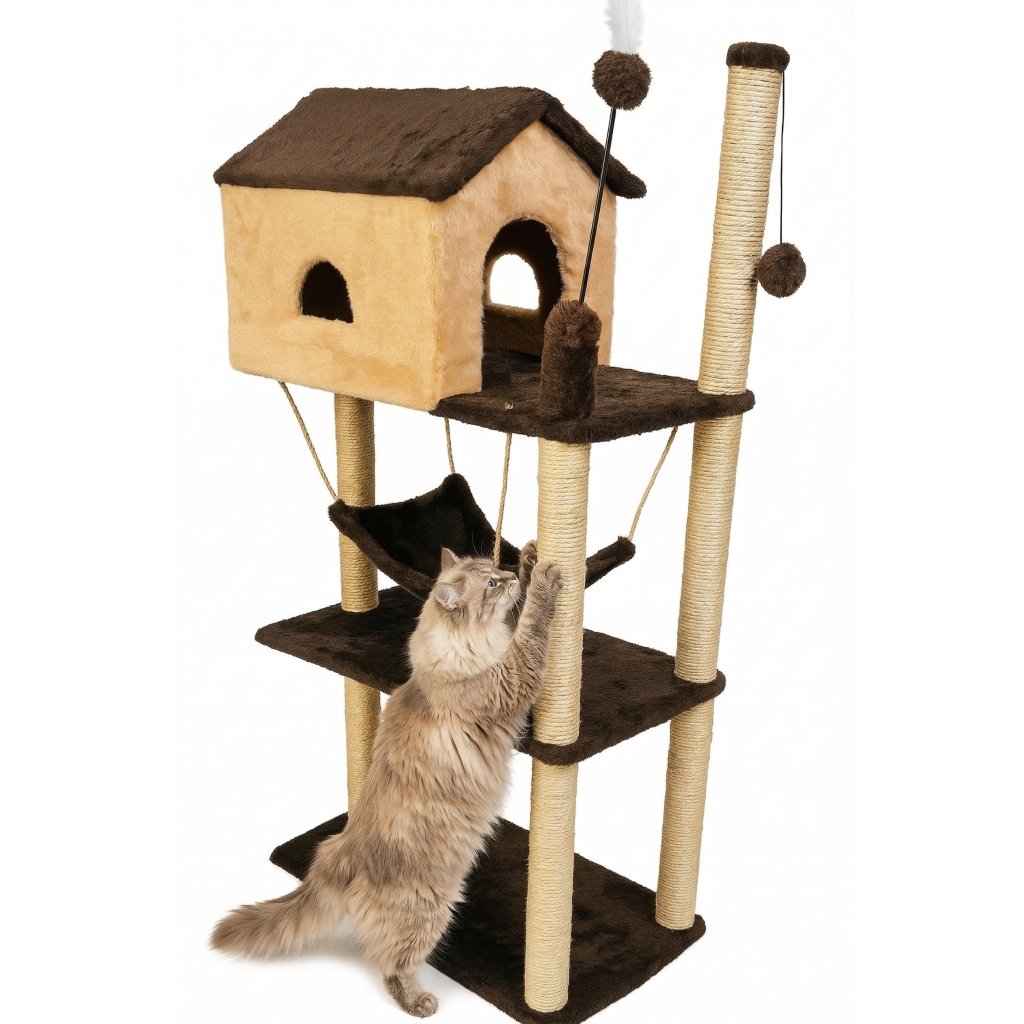 Arranhador para gatos Casa com 3 níveis