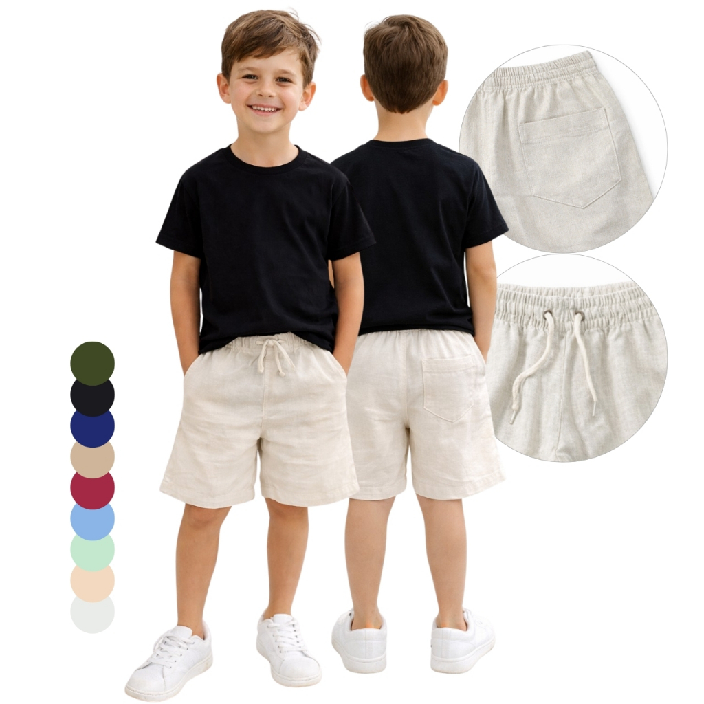Bermuda Linho Infantil Menino Masculina Menino Roupa Premium Verão Praia Escola Passeio