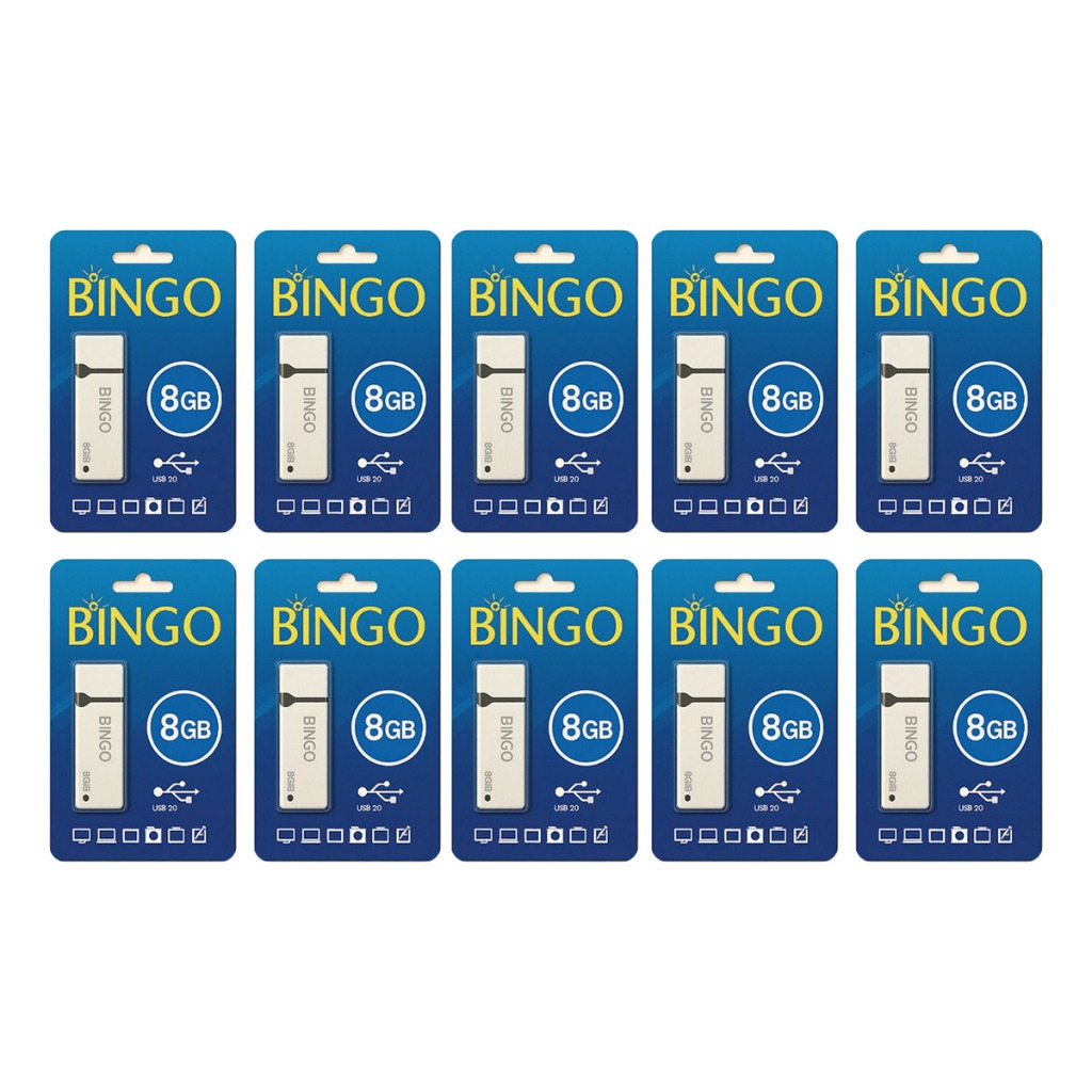 Kit C/10 Pen Drive Bingo 8gb Usb 2.0 Branco Branco PROMOÇÃO