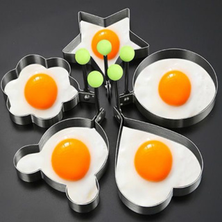 Kit 5pçs Forma Aço Inox Molde Fritar Ovos Omelete Tapioca Hamburguer Mickey, amor, flor de ameixa, estrelas, redondo em Oferta na Shopee