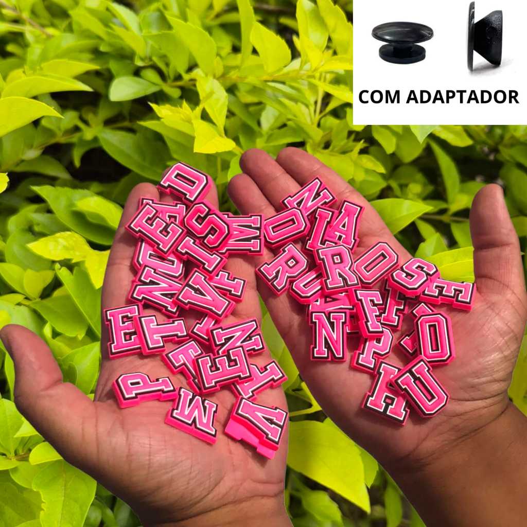 Pins Letras Rosas para Babuche Bottons Apliques Charm