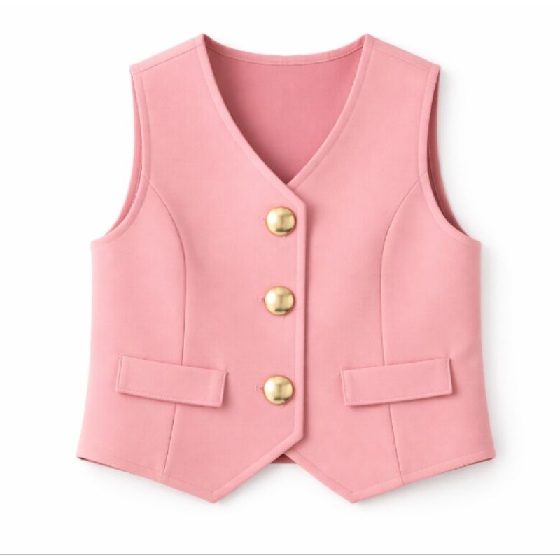 colete infantil menina 1 ao 12 botão Bolso fake em Alfaiataria